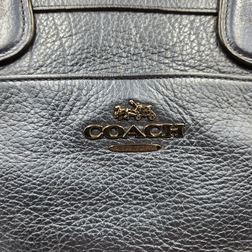 Coach Mickie Pearlized Blue Grain Leather Convertible Cross Bag F34040 Gunmetal